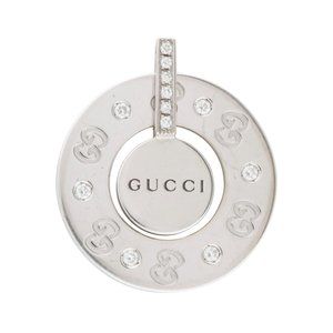 ❌ SOLD ❌ Gucci 18K Rotating Disc Pendant with 12 Diamonds